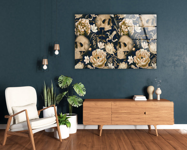 Skull & Flowers Cool Art Prints & Glass Photo