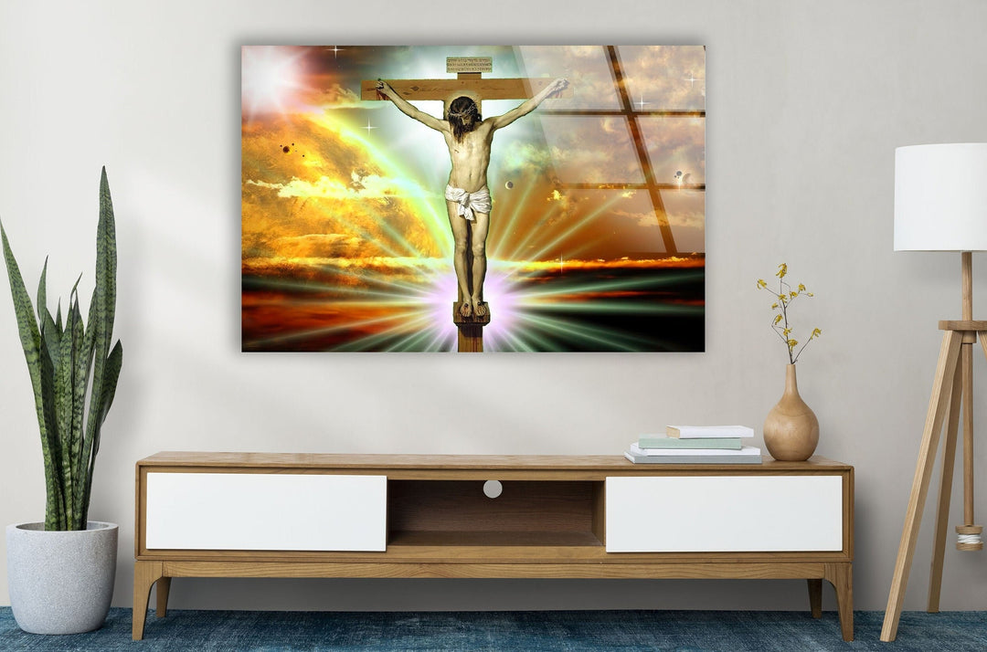 Christian Jesus Cross Glass Wall Art & Decor