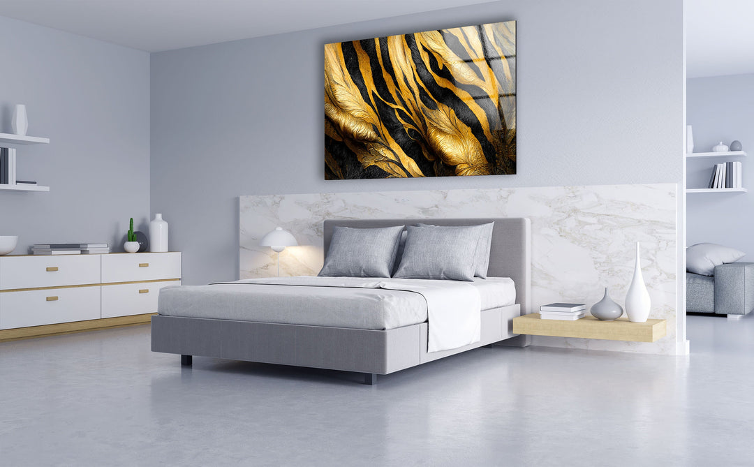 Spectacular Black and Gold Glass Wall Art, photo print on glass, prints on glass wall art