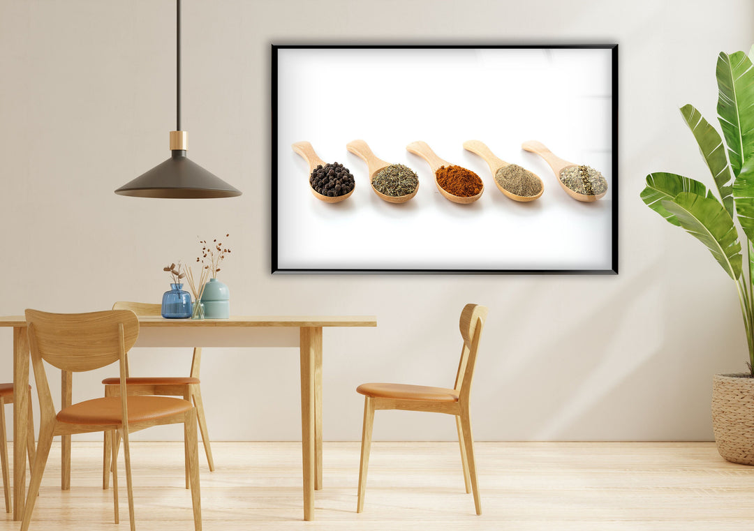 Kitchen Spices Glass Wall Art, Glass Printing Wall Art, Print photos on glass