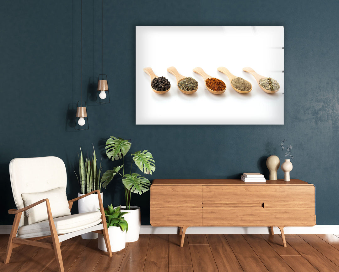 Kitchen Spices Glass Wall Art, glass photo prints, glass picture prints