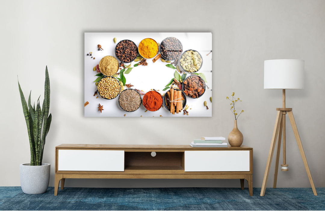 Spices Bowl Glass Wall Art, Glass Printing Wall Art, Print photos on glass