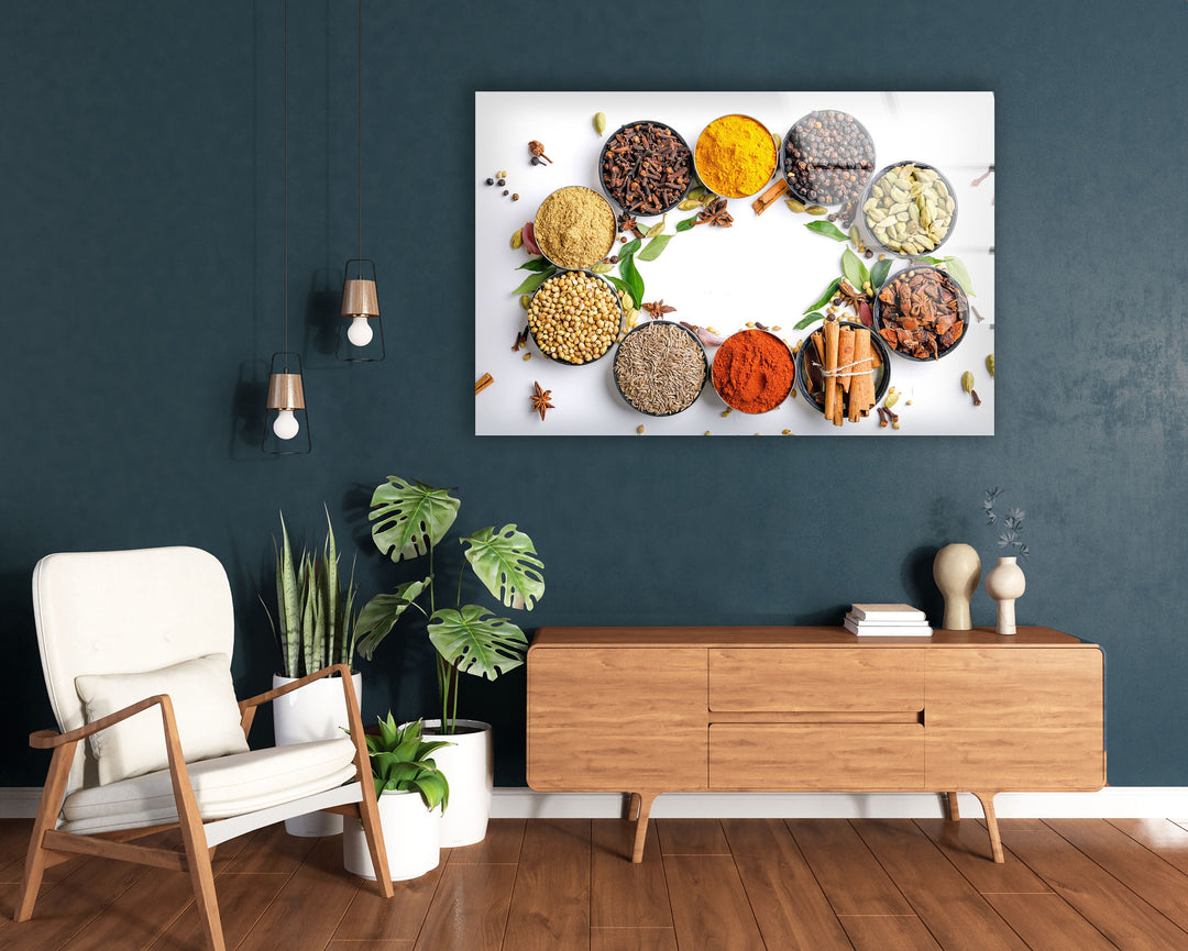 Spices Bowl Glass Wall Art, glass photo prints, glass picture prints