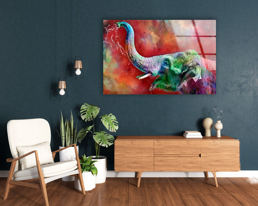 Colored Elephant Glass Wall Art custom glass photo prints, large glass prints