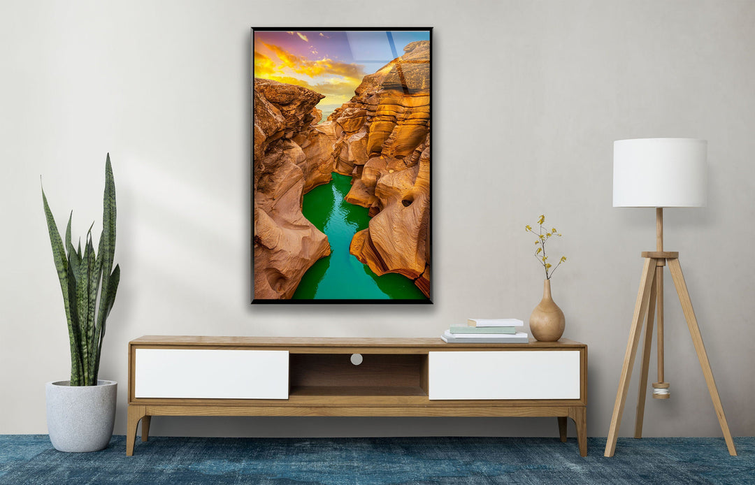 River Between The Canyon Glass Wall Art custom glass photo prints, large glass prints