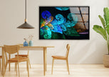 Fractal Feathers Glass Wall Art, print on glass, glass printed photos