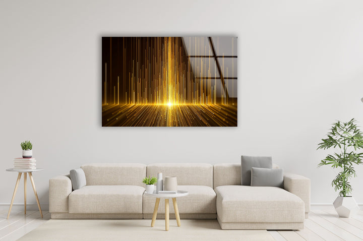 Gold Glitter Abstract Glass Wall Art, custom glass photo prints, large glass prints