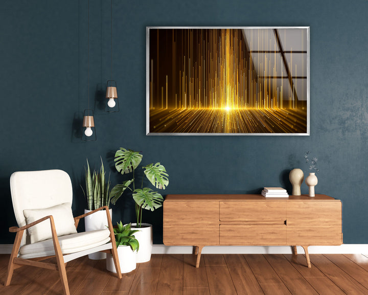 Gold Glitter Abstract Glass Wall Art, picture on glass wall art, photos printed on glass