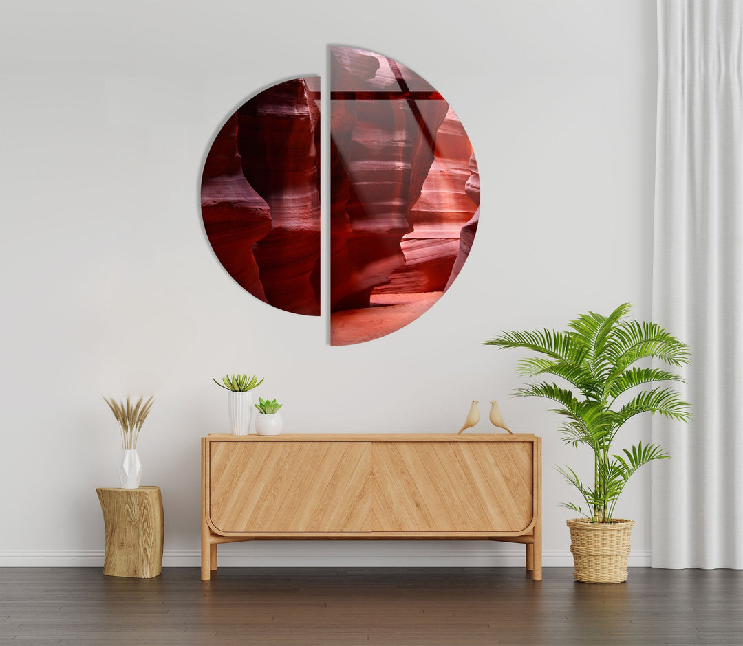 Two Piece Round Canyon Glass Wall Art custom glass pictures, glass art prints
