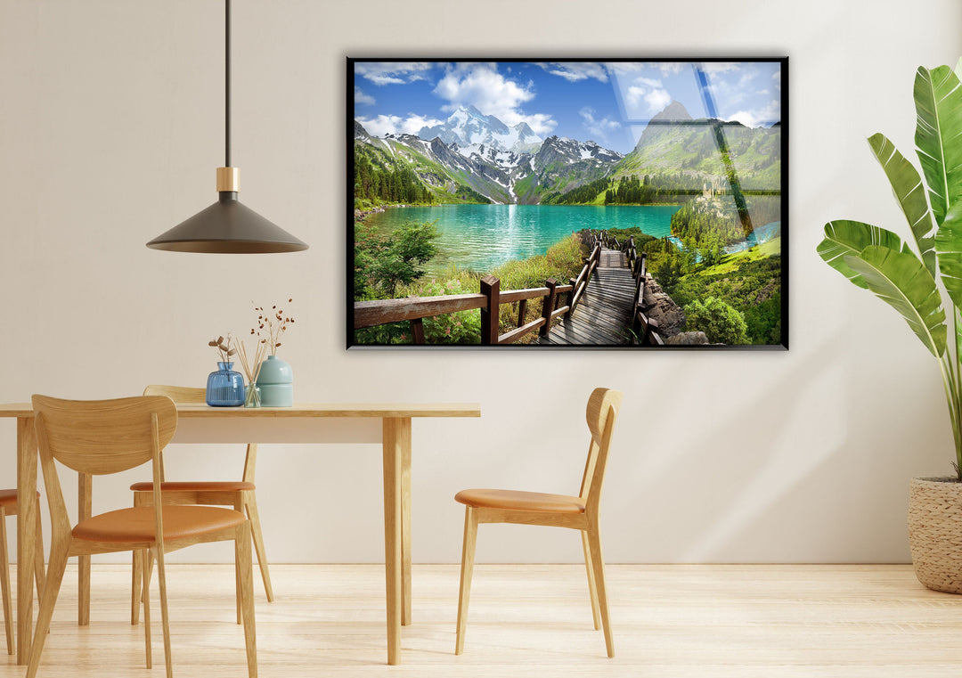 Caucasian Mountain Glass Wall Art picture on glass wall art, photos printed on glass