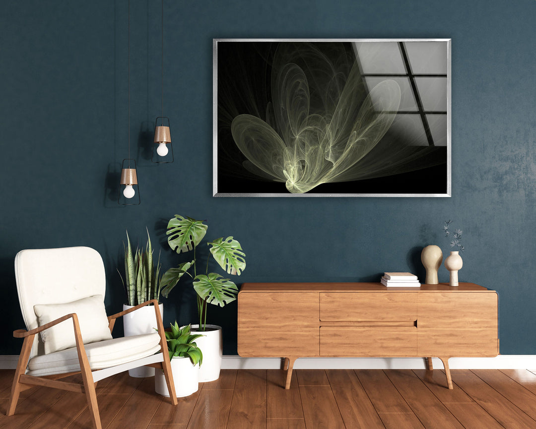 Fractal Xray Flower Glass Wall Art, photo print on glass, prints on glass wall art