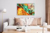 Shiny Orange Abstract Glass Wall Art, print on glass, glass printed photos