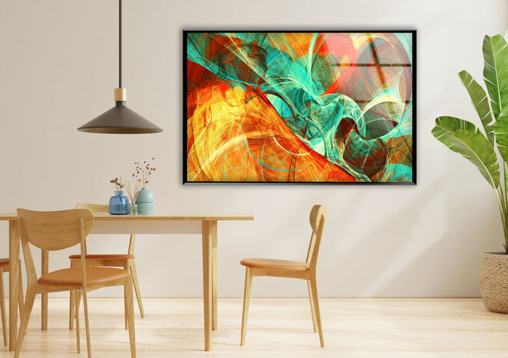 Shiny Orange Abstract Glass Wall Art, custom glass photo prints, large glass prints