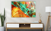 Shiny Orange Abstract Glass Wall Art, glass wall art decor, glass art prints