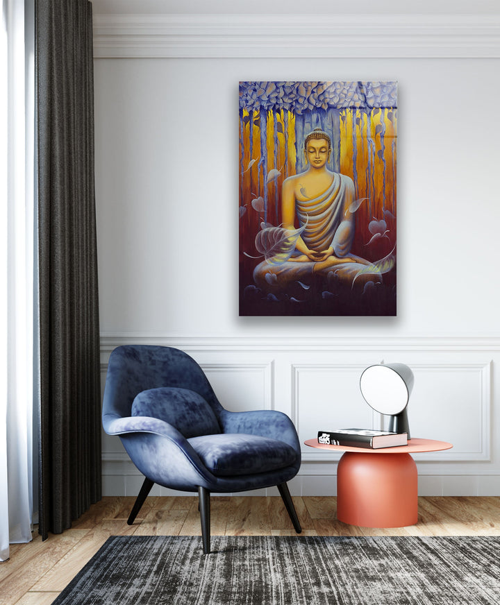 Buddha Painting Glass Wall Artwork | Custom Glass Photos