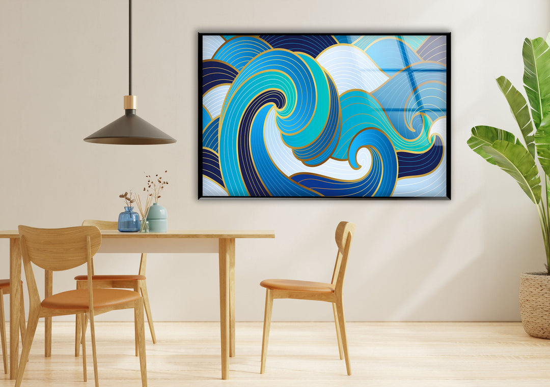 Turquoise Abstract Glass Wall Art High-quality materials and cutting-edge printing methods are used to make our Glass Wall Art and Tempered Glass Wall Art. These pieces not only show off your best designs and images in great detail, but they also last a very long time. Our range of glass paintings and wall pictures will keep your home looking stylish and up-to-date.