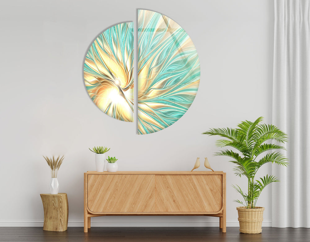 Circular Green White Abstract Glass Wall Art stained glass wall art, stained glass wall decor
