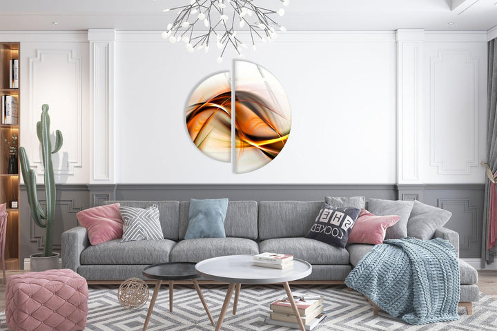 Two Piece Half Circle Abstract Glass Wall Art glass photo prints, glass picture prints
