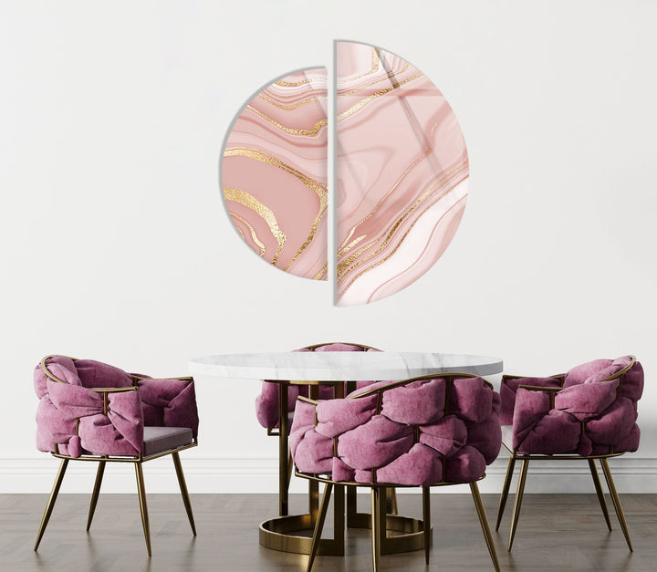 Pink Marble Gold Alcohol Ink Glass Wall Art stained glass wall art, stained glass wall decor
