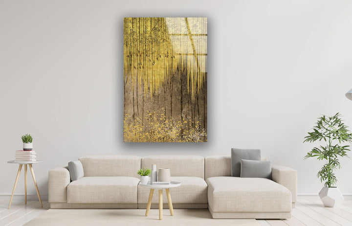 Golden Forest Glass Wall Art, custom glass pictures, glass art prints