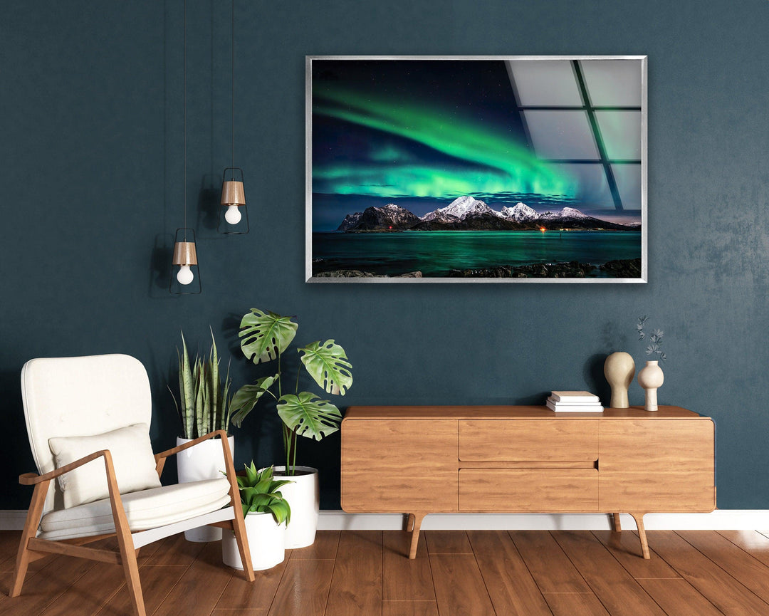 Northen Lights in Iceland Glass Wall Art stained glass wall art, stained glass wall decor