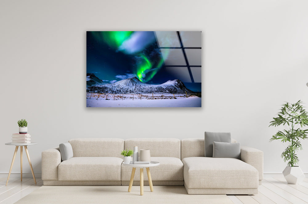 Northen Green Lights Glass Wall Art Glass Printing Wall Art, Print photos on glass