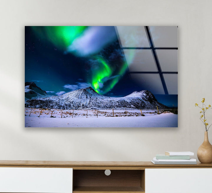 Northen Green Lights Glass Wall Art glass image printing, glass prints from photos