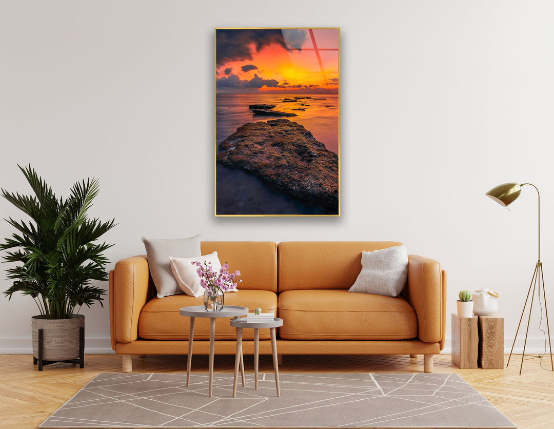 Sunset Over The Ocean Glass Wall Art custom glass photo prints, large glass prints