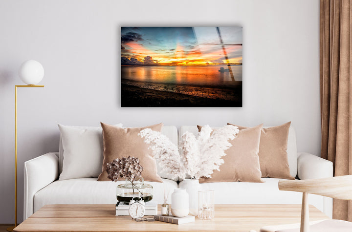 Sunset Orange Landscape Glass Wall Art custom glass photo prints, large glass prints