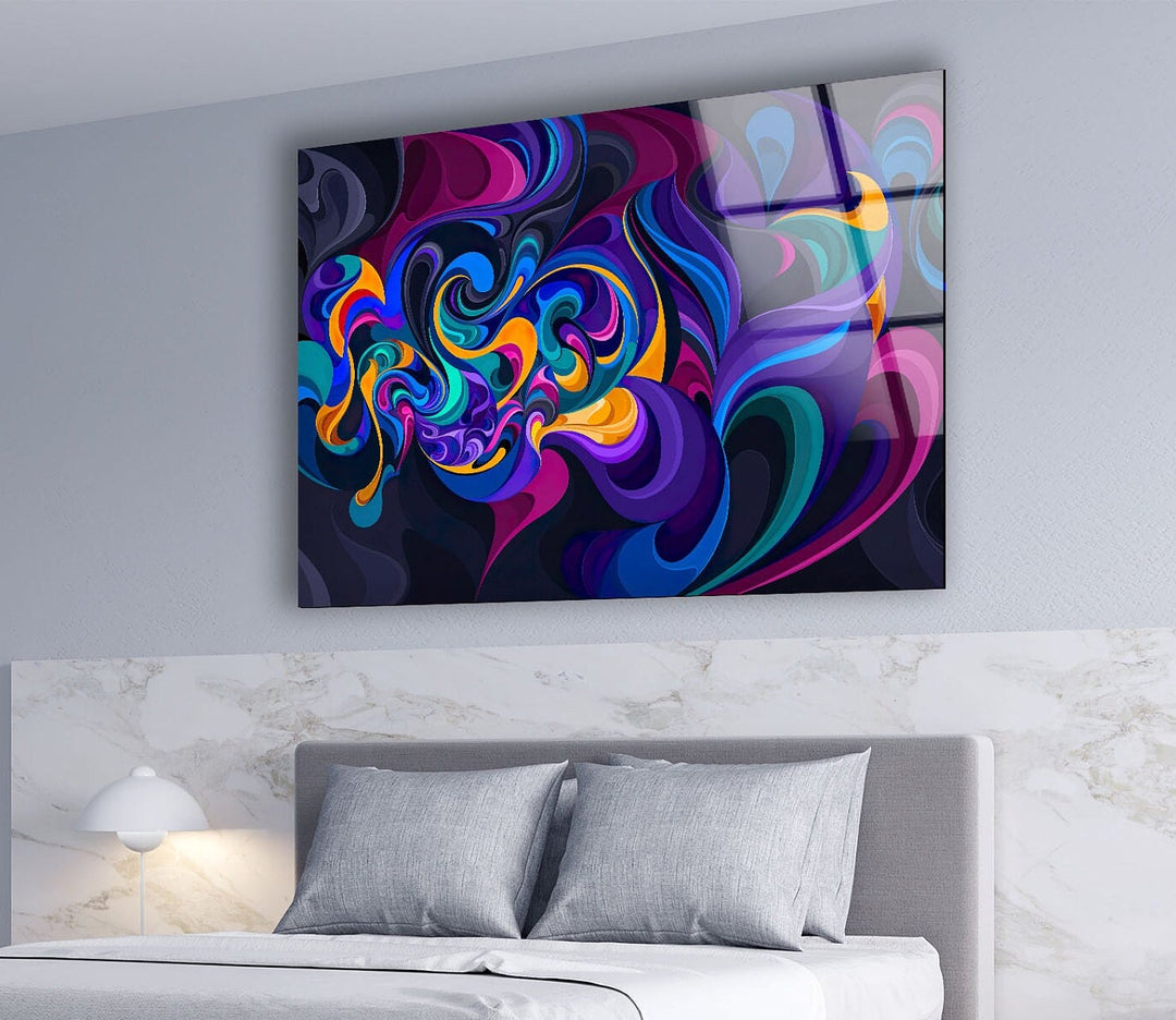 Colorful Ink Waves Glass Wall Art , glass image printing, glass prints from photos