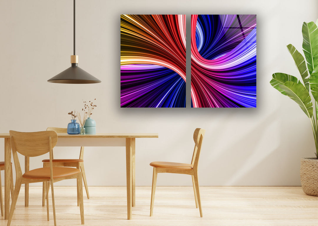 Neon Colors Swirl Abstract Glass Wall Art, large glass photo prints, glass wall photos