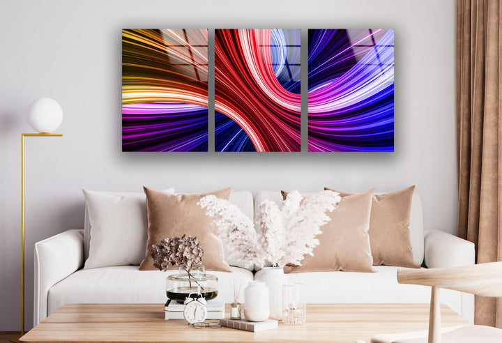 Neon Colors Swirl Abstract Glass Wall Art, print on glass, glass printed photos