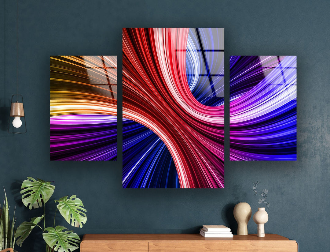 Neon Colors Swirl Abstract Glass Wall Art, custom glass pictures, glass art prints