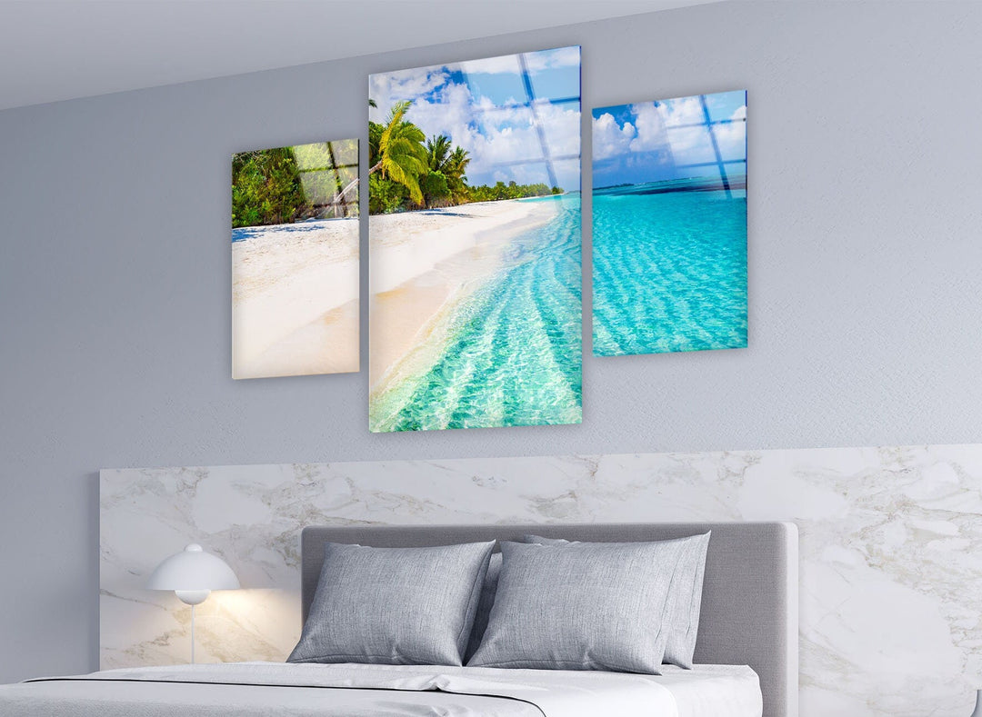 Maldives Tropical Beach Landscape Glass Wall Art, Glass Printing Wall Art, Print photos on glass