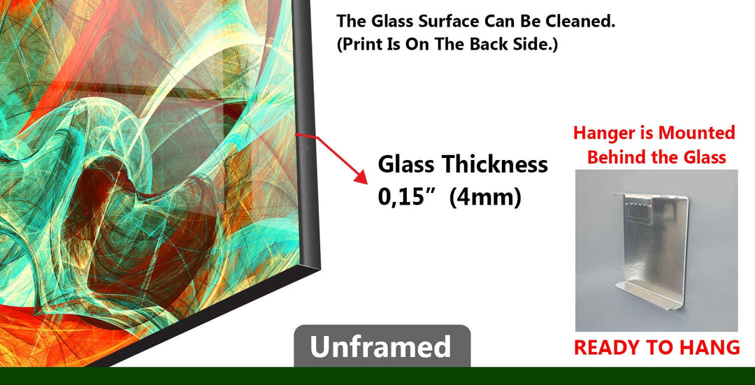 Orange & Green Abstract Glass Wall Art, print picture on glass, Tempered Glass Wall Art