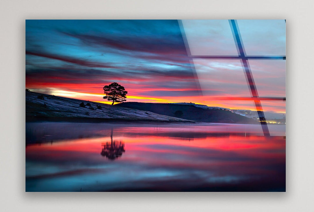 Reflection Of Tree On Water Glass Wall Art glass photo prints, glass picture prints