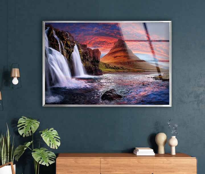 Kirkjufell Mountain Glass Wall Art custom glass photo prints, large glass prints