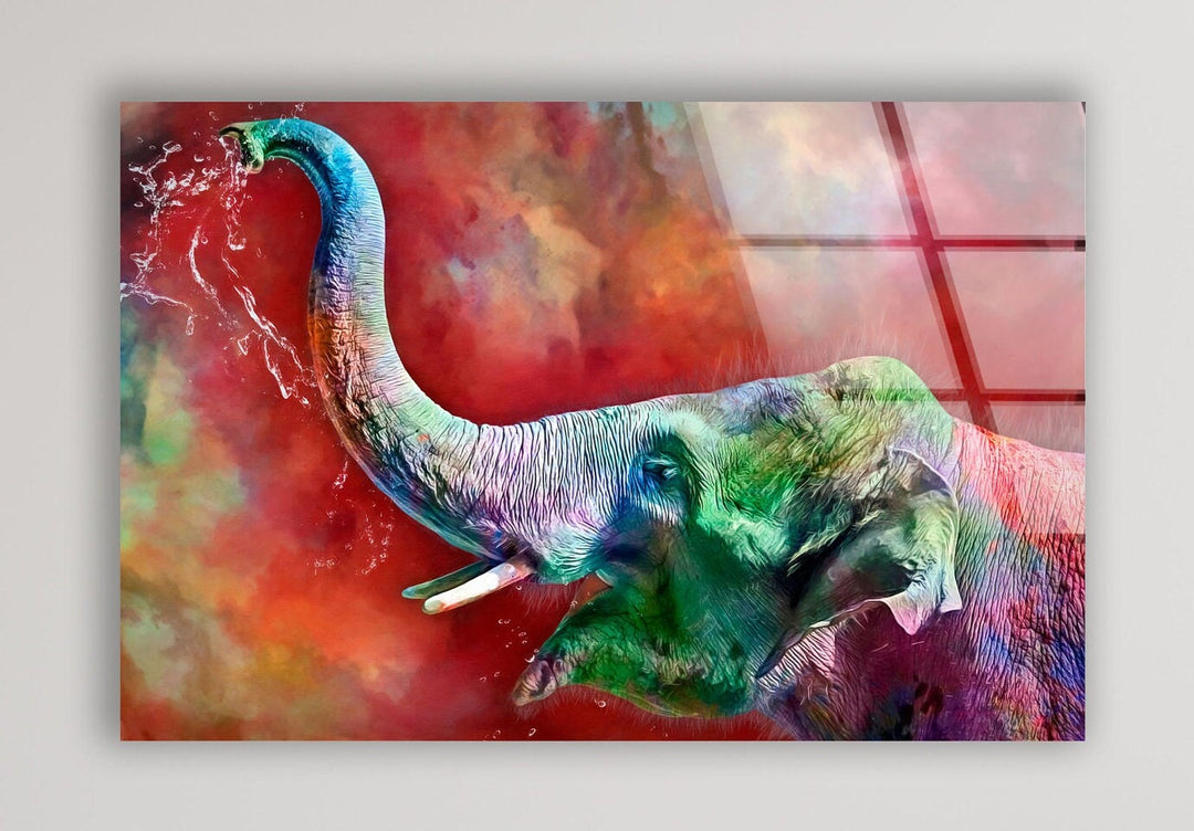 Colored Elephant Glass Wall Art picture on glass wall art, photos printed on glass