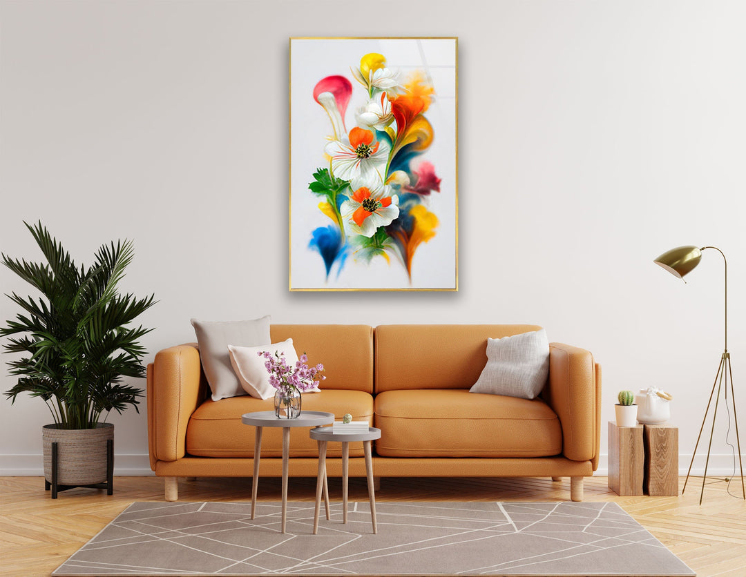 Watercolor Bright Spring Flowers Glass Wall Art, glass photo prints, glass picture prints