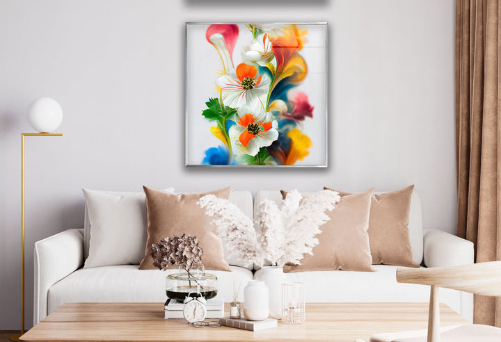 Watercolor Bright Spring Flowers Glass Wall Art, Glass Printing Wall Art, Print photos on glass