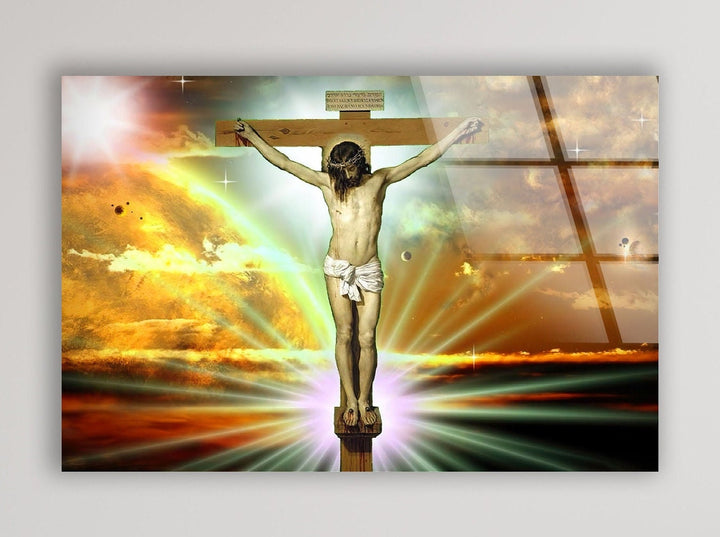 Christian Jesus Cross Glass Wall Art | Custom Glass Pictures