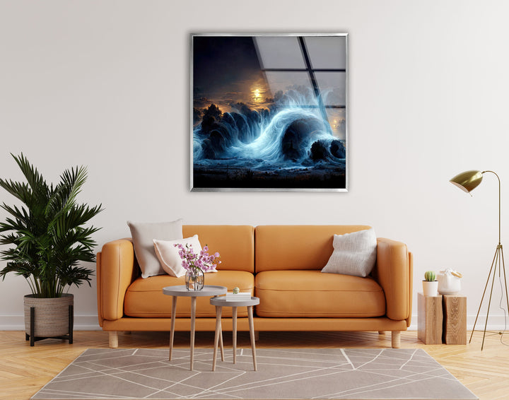 Seascape Night Fantasy Glass Wall Art glass photo prints, glass picture prints