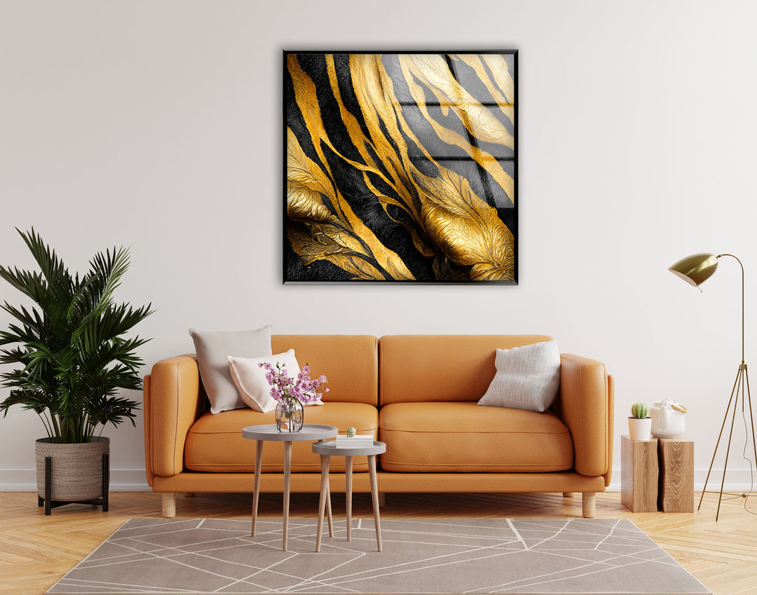 Spectacular Black and Gold Glass Wall Art, Glass Printing Wall Art, Print photos on glass