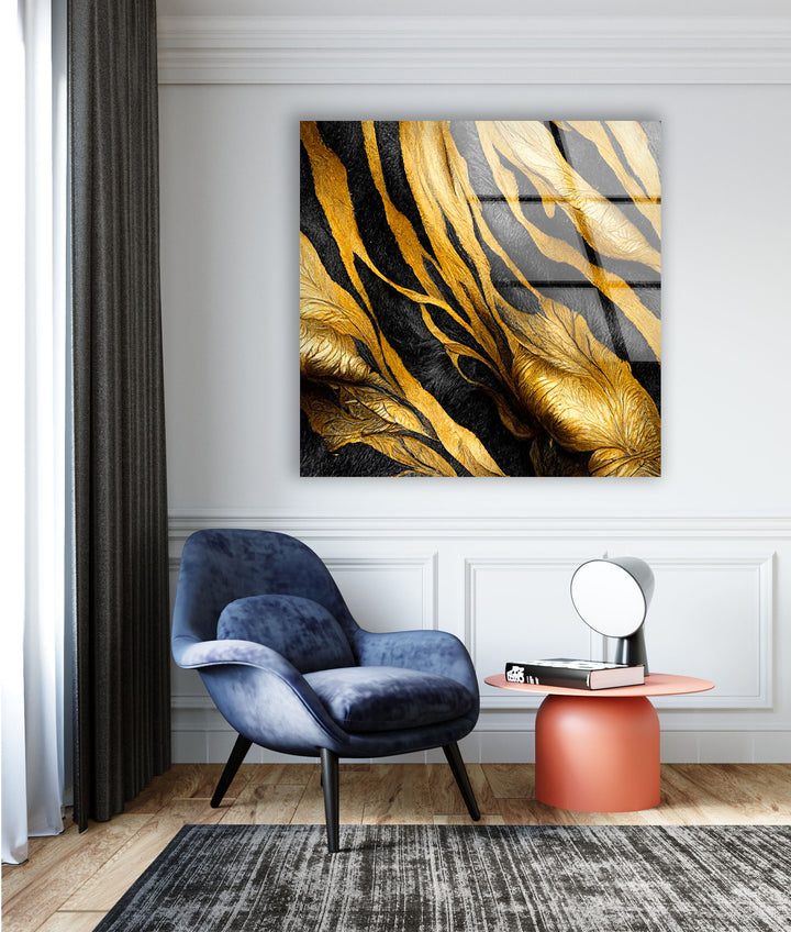 Spectacular Black and Gold Glass Wall Art, custom glass pictures, glass art prints