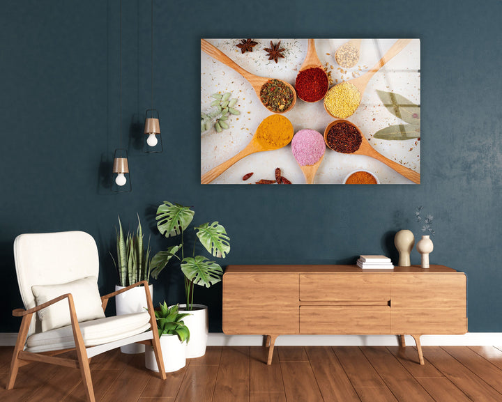 Mix Indian Spices Glass Wall Art, glass image printing, glass prints from photos