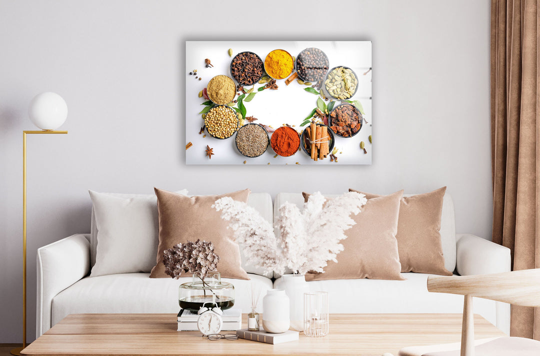 Spices Bowl Glass Wall Art, glass image printing, glass prints from photos