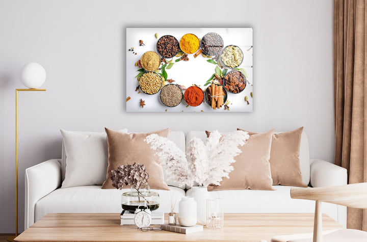 Spices Bowl Glass Wall Art, glass image printing, glass prints from photos