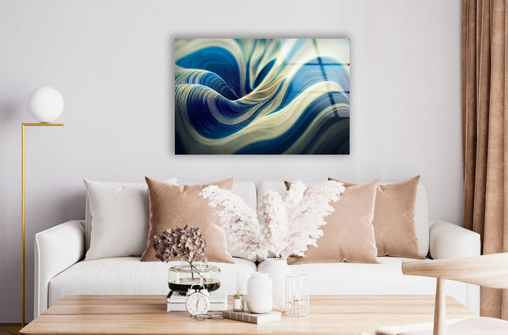 Blue Dream Waves Abstract Glass Wall Art glass image printing, glass prints from photos