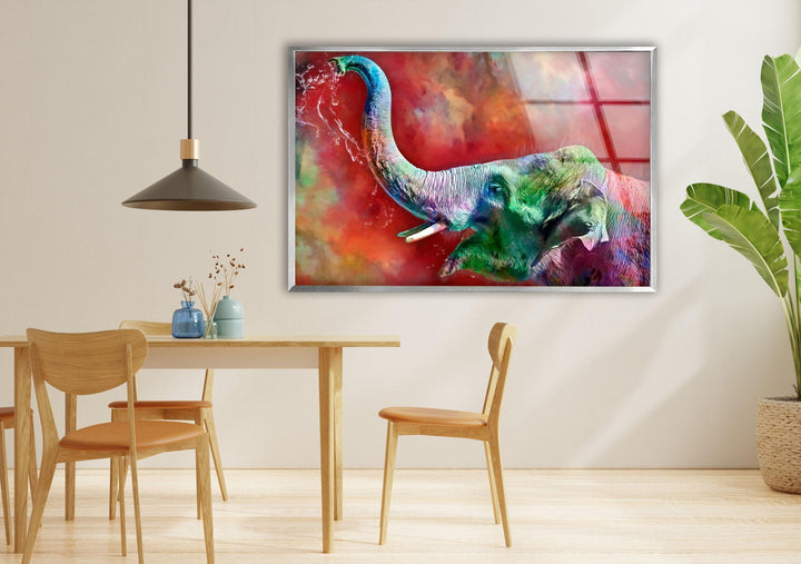 Colored Elephant Glass Wall Art             glass wall decor, glass wall art decor