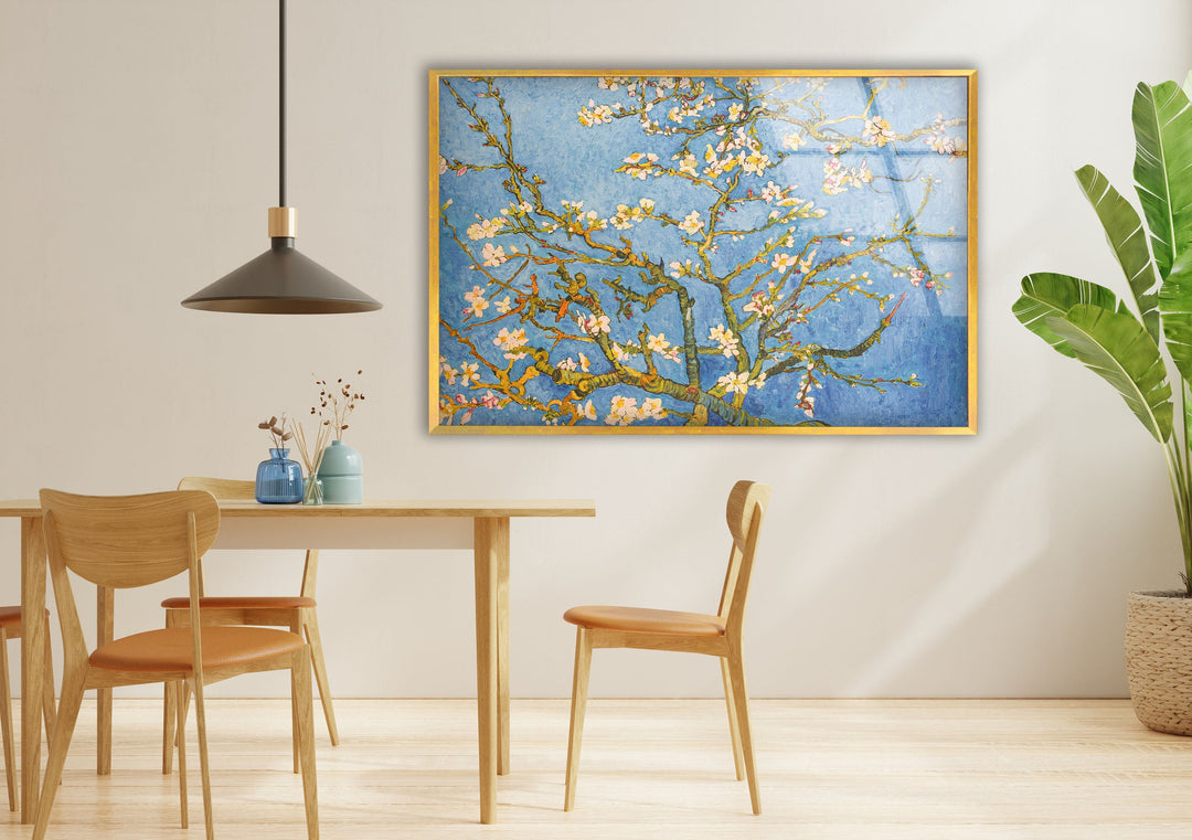 Almond Blossom by Vincent Van Gogh Glass Wall Art, glass pictures for Wall, glass prints wall art